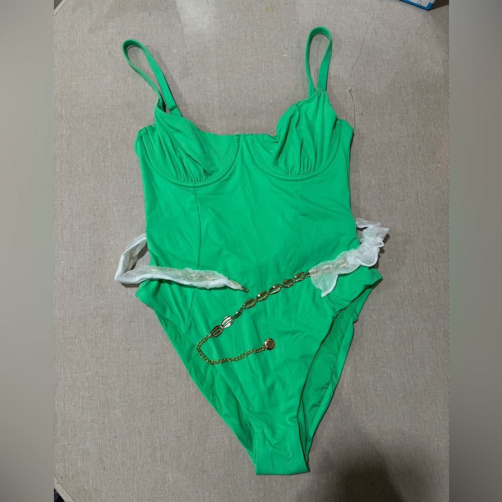 WeWoreWhat Emerald Swimsuit with Gold Chain - Picture 4 of 4